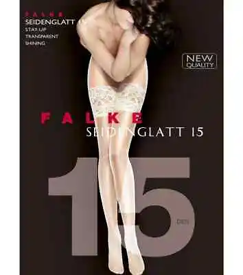 Falke Seidenglatt 15 Hold Ups Stockings - Black Small/Medium • £12