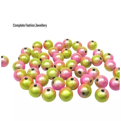 New In 6mm 8mm Pink/yellow Two Tone 3d Illusion Miracle Round Acrylic Beads  • £2.19