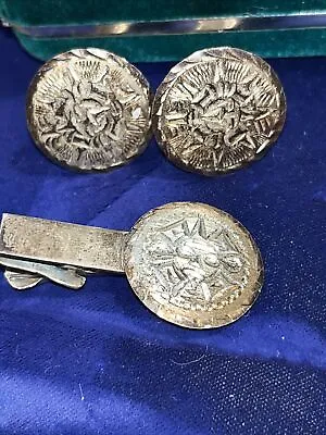 Vintage Sterling Silver Round Cufflinks Aztec Mexico DF 16 Grams • $28.95