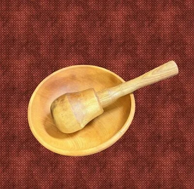 Vintage Rustic Wood Mortar & Pestle Set Unmarked 6” • $21