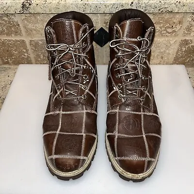 Timberland Patchwork 6” Boots Men 12 M Brown Leather Work Waterproof 60513 3540 • $149.80