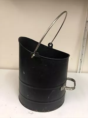 Black Metal Coal Scuttle Bucket Helmet Shaped Storage Fireplace Fireside • £18.99