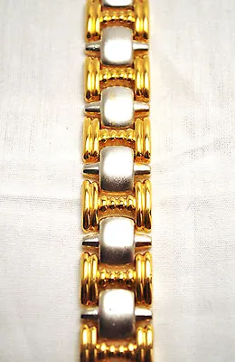 Christmas Sale: Mens 8.5  Gold & Silver Healing Magnetic Link Bracelet ! • $10.99