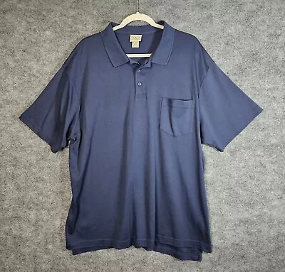 L L Bean Polo Shirt Mens XXL Reg Blue Short Sleeve Pocket Basic Cotton • $24.99