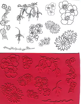 Unmounted Rubber Stamps   Morning Glory & Flowers Collection  10 Images • $11.99