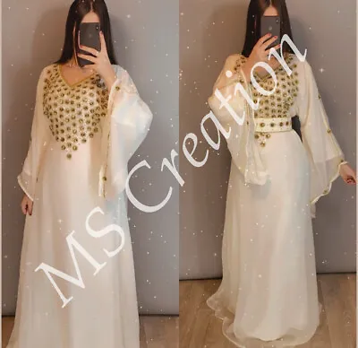 SALE!! New White Wedding Dress African Attire Kaftan Arabian Plus Size Abaya 444 • $53.99