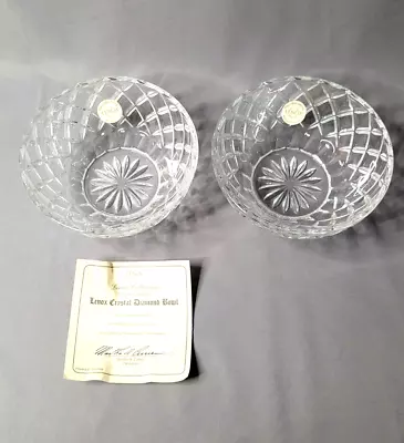 Set Of Two Lenox 5  Cut Crystal Diamond Bowls • $25.99