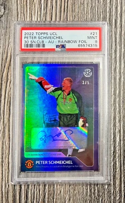 £550 • Buy Topps 30 Seasons UCL Peter Schmeichel Manchester United /5 Auto PSA 9