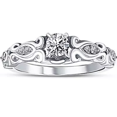 1/2ct Vintage Diamond Engagement Ring 14K White Gold • $599.99