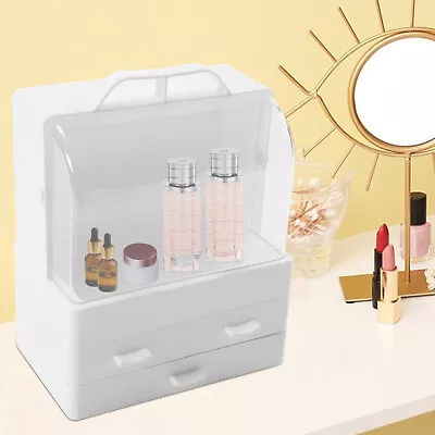 Modern Makeup Organizer Display Case Rectangular Cosmetics Storage Box White New • $15.20