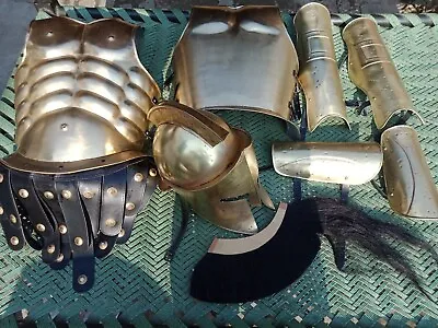 Medieval Spartan Muscle Armor Jacket With Spartan Helmet Leg & Arm Guard Armor • $267.52