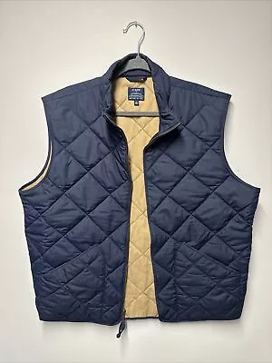 J Crew Mens Jacket XL Blue Vest Walker Quilted Full Zip Pockets Navy BI930 • $24.99