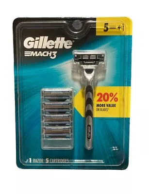 Gillette Mach3 Razor With 5 Cartridges Brand New Authentic • $14.99