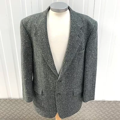 Vintage Magee Jacket Donegal Irish Tweed Men's Size UK 42 R Grey Herringbone • £29.99