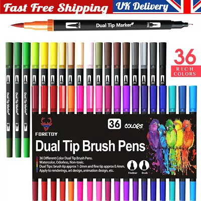 36PCS Acrylic Marker Pens Dual Tip Brush Paint Pens For Card Metal Wood Ceramic • £11.96