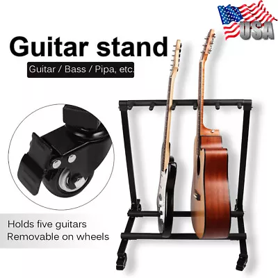 Multi Guitar Stand 5 Holder Movable Organizer Rack Stage Acoustic Electric Bass  • $55.57