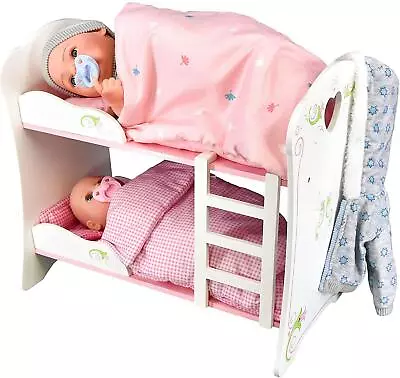 BiBi Doll Bunk Bed Toy Wooden Baby Doll Accessory Role Play Furniture For Kids • £35.19