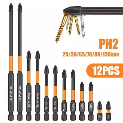 12x Magnetic Anti-Slip PH2 Impact Driver Phillips Screwdriver Drill Bit Tool • $12.97