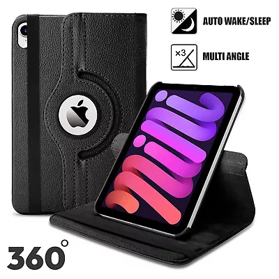 Case For IPad Mini 6 Gen (2021) Leather 360° Rotating Magnetic Flip Stand Cover • £3.56