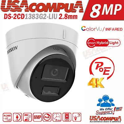 HIKVISION 2MP / 4MP / 8MP IP PoE ColorVu IR IP Camera  Smart Hybrid Light 2.8mm • $59.84
