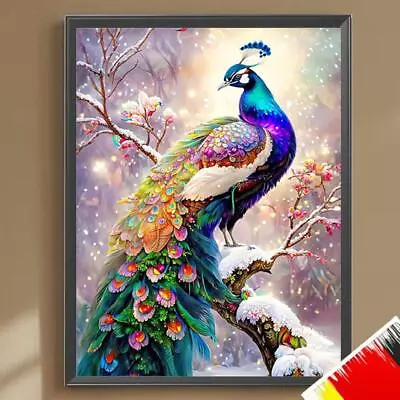 5D DIY Round Drill Diamond Painting Glittering Diamond Peacock Decor 30x40c • £8.31