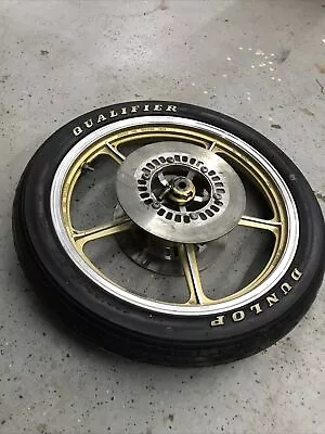 1984 Yamaha Virago XV700 Y286-1. Gold Front Wheel Rim 19in 750 Tire 100/90-19 • $200