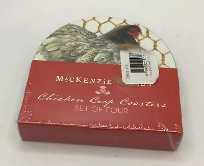 MACKENZIE CHILDS CHICKEN Cork Back Coasters  Set Of 4 • $48