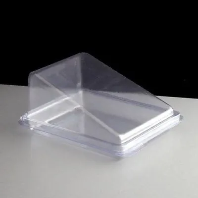 QUALITY Clear Cake Slice Storage Wedge Box Container Hinged Lids Deli Bakery • £14.20