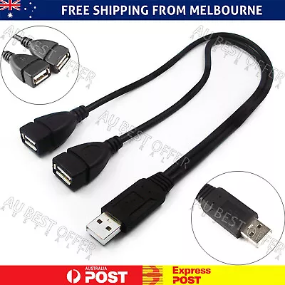 $4.99 • Buy Double USB Extension A-Male To 2 A-Female Cable Cord Power And Data Adapter AU