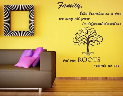  Family Like Branches Quote Vinyl Wall Art Sticker Decal Mural. Family Tree • £21.04