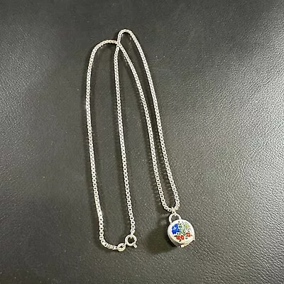 VINTAGE HALLMARKED 1 AR 800 STERLING SILVER NECKLACE W/ 835 SILVER BELL PENDANT • $95