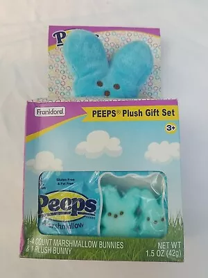 Frankfort Blue Peeps Plush Gift Set Bunny & 4 Count Marshmallows Nib • $7