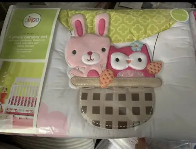 Circo Up We Go Owl Bunny 4 Pc Baby Girl Crib Set Pink Comforter Sheet Skirt NEW • $59.99