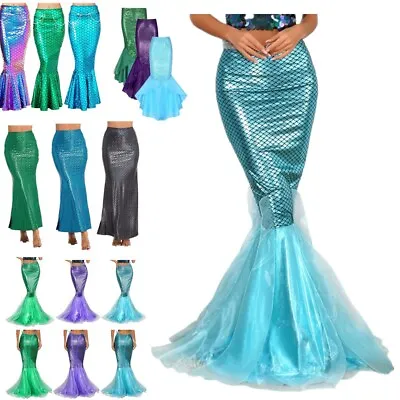 Women's Halloween Mermaid Costume Shiny Fishtail Maxi Skirt Cosplay Dress-Up  • $22.22