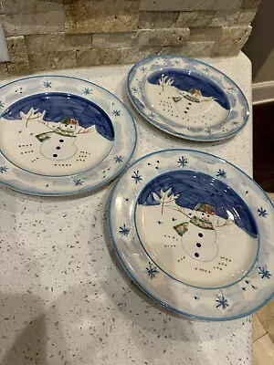 Set Of 3 Montgomery Ward Snowman Pattern Dinner Plates 10 1/2  Holiday Christmas • $14.99