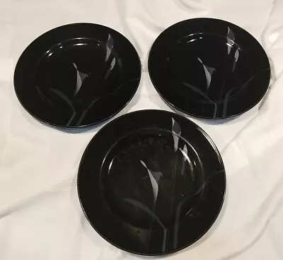 3-Mikasa Galleria OPUS BLACK FK701 Salad Plates 8  Used  But Nice MCM • $17.50