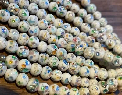 4 In Strand Vintage 1950s Lampwork Iridescent Beads Japanese Glass 7mm Rare • $16.50