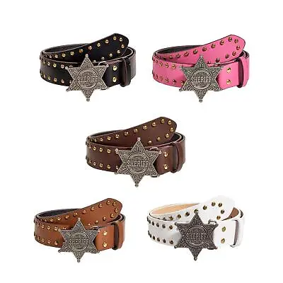 Womens PU Leather Belt Ladies Belt Trendy Costume Accessories Western Cowboy • £6.89