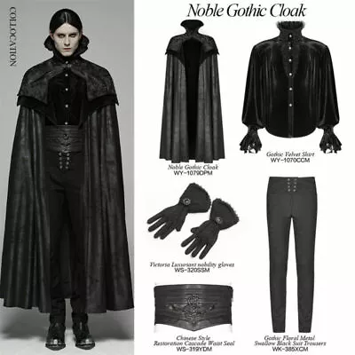 PUNK RAVE Noble Gothic  Long Cloak Big Hem Winter Coat Cosplay Cape Mens Coats • $131.99