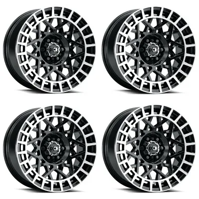 Set 4 17  Vision 349 Savage Gloss Black Machined Lip 6x135 Wheels 12mm Rims • $736