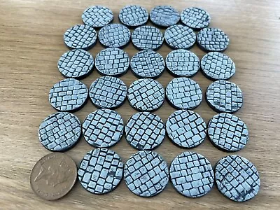 Custom Cobblestone Bases 2p Size For 28mm Wargames Warhammer Mantic Games • £5