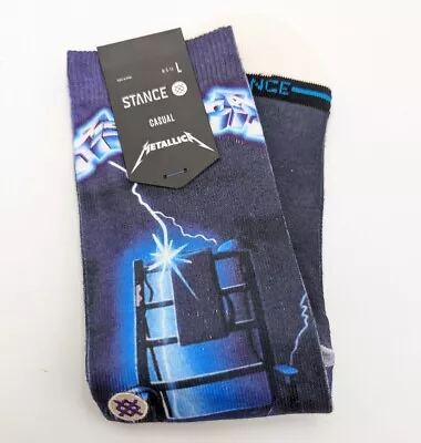 STANCE METALLICA Chair SOCKS LARGE 9-12 Ride The Lightning Men's Purple Black LG • $18.95