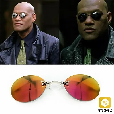 Sunglasses Men Clip On Nose Glasses Round Rimless Matrix Morpheus Mini Frameless • $21.41