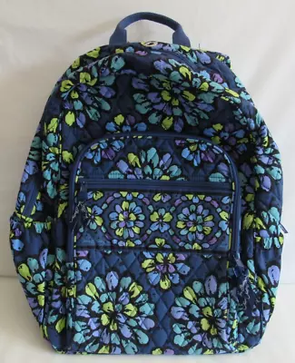 Vera Bradley Large Quilted Backpack Indigo Pop Floral Retired Pattern • $45