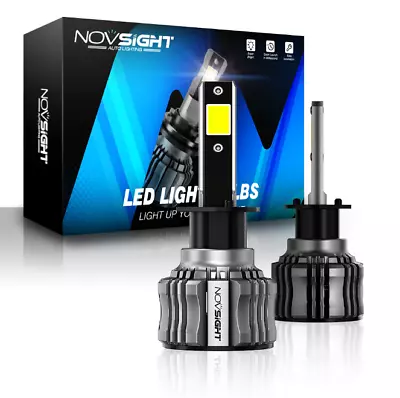 NOVSIGHT Pair H1 LED Headlight Bulbs Kit High Low Beam 15000LM 6500k Error Free • $35.99