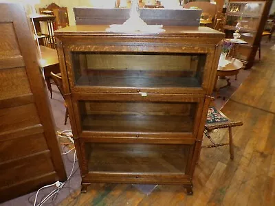 Antique Oak Bookcase Barrister Macey Quartr Sawn Stacking 35  X 50  High 1900's • $1685