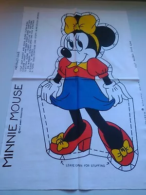 Vintage Minnie Mouse Walt Disney Fabric Panel Ameritex Screen Print Pillow • $12.99