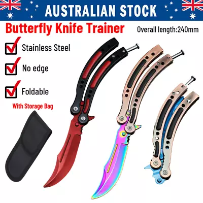 Butterfly Knife Trainer Training Practice Metal Steel Tool Sheath CSGO 2 Colors • $27.99