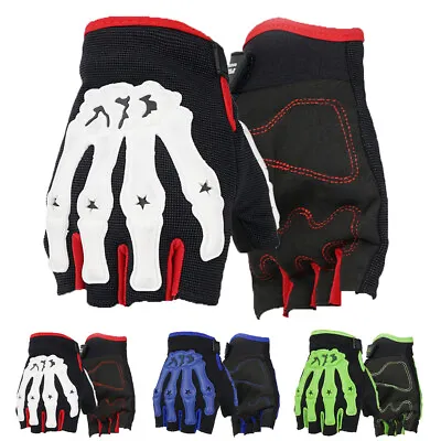 Motorcycle Half Finger Gloves Motorbike Motocross Fingerless Riding Biker Gloves • $11.99