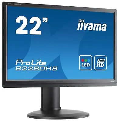 Iiyama Prolite B2280HS 22  Inch 1080p Monitor VGA DVI HDMI - GRADE A • £60